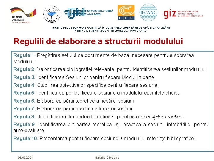 INSTITUTUL DE FORMARE CONTINUĂ ÎN DOMENIUL ALIMENTĂRII CU APĂ ŞI CANALIZĂRII PENTRU MEMBRII ASOCIAȚIEI