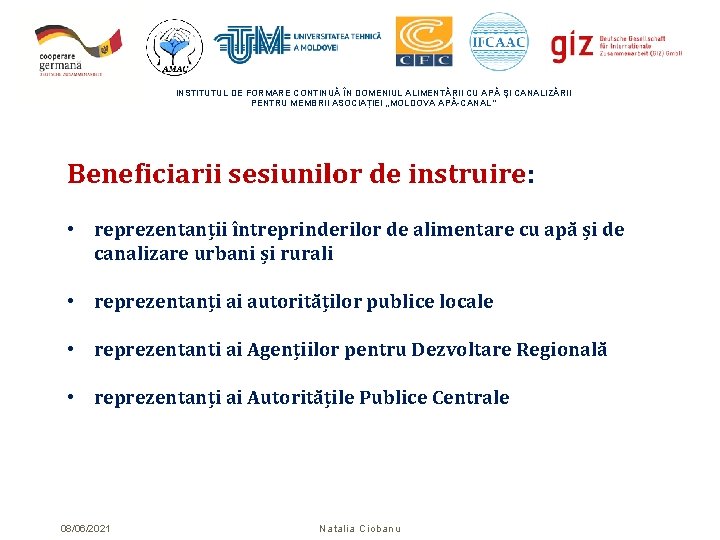 INSTITUTUL DE FORMARE CONTINUĂ ÎN DOMENIUL ALIMENTĂRII CU APĂ ŞI CANALIZĂRII PENTRU MEMBRII ASOCIAȚIEI