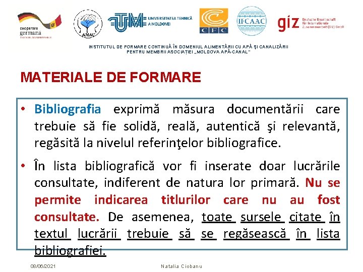 INSTITUTUL DE FORMARE CONTINUĂ ÎN DOMENIUL ALIMENTĂRII CU APĂ ŞI CANALIZĂRII PENTRU MEMBRII ASOCIAȚIEI