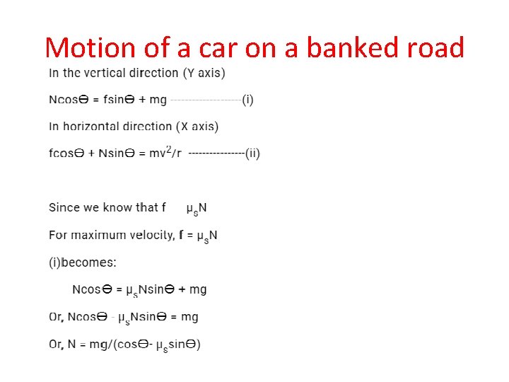 Motion of a car on a banked road 