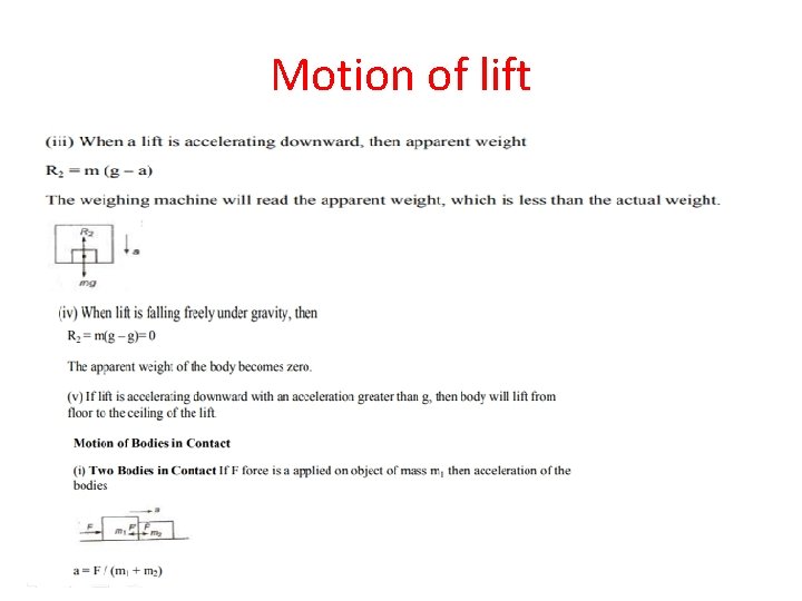 Motion of lift 