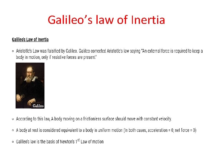 Galileo’s law of Inertia 