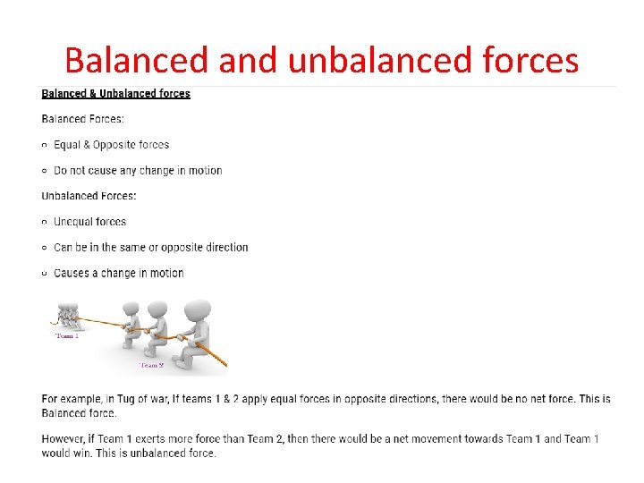 Balanced and unbalanced forces 