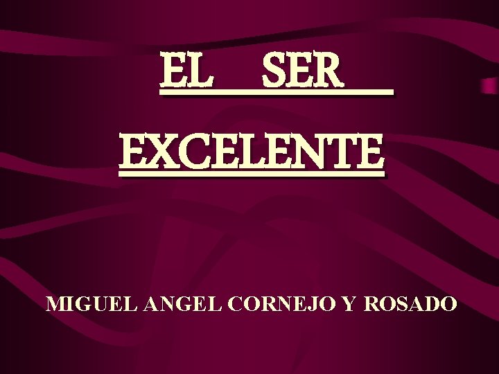 EL SER EXCELENTE MIGUEL ANGEL CORNEJO Y ROSADO 
