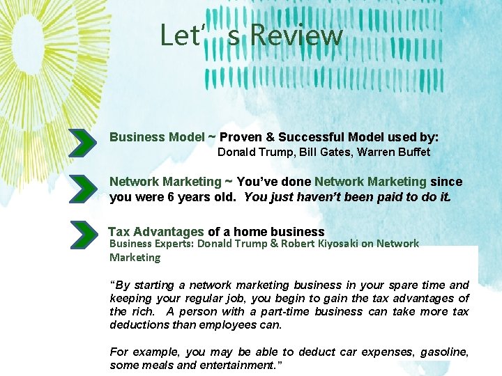 Let’s Review Business Model ~ Proven & Successful Model used by: Donald Trump, Bill