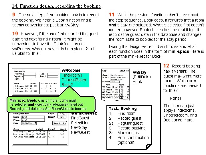 14. Function design, recording the booking 9 The next step of the booking task