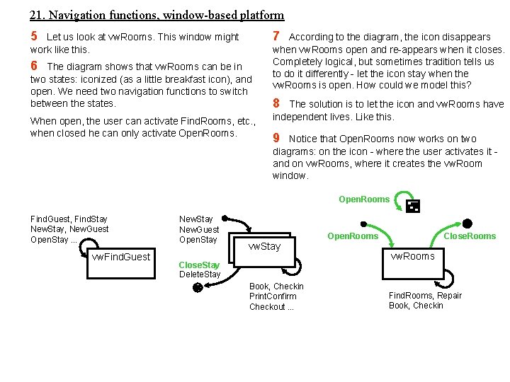 21. Navigation functions, window-based platform 5 7 Let us look at vw. Rooms. This