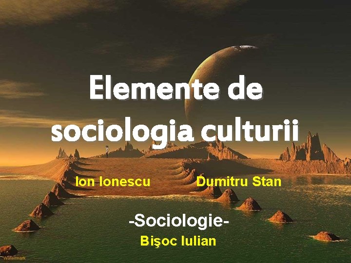 Elemente de sociologia culturii Ionescu Dumitru Stan -Sociologie. Bişoc Iulian 