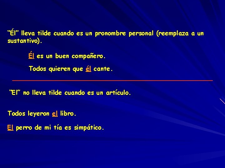 “Él” lleva tilde cuando es un pronombre personal (reemplaza a un sustantivo). Él es