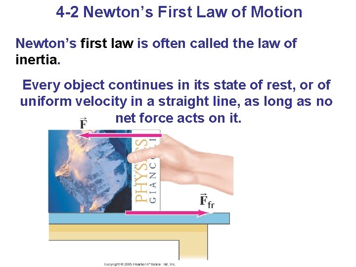 4 -2 Newton’s First Law of Motion Newton’s first law is often called the