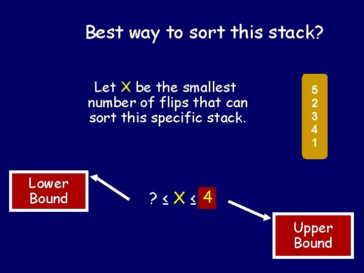 Best way to sort this stack? Let X be the smallest number of flips