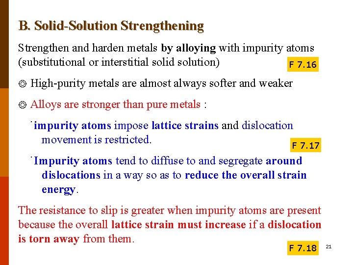 B. Solid-Solution Strengthening Strengthen and harden metals by alloying with impurity atoms (substitutional or