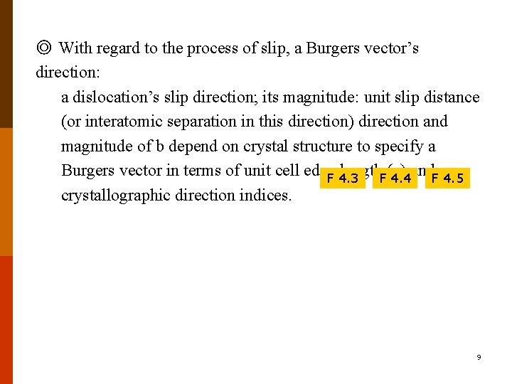 ◎ With regard to the process of slip, a Burgers vector’s direction: a dislocation’s