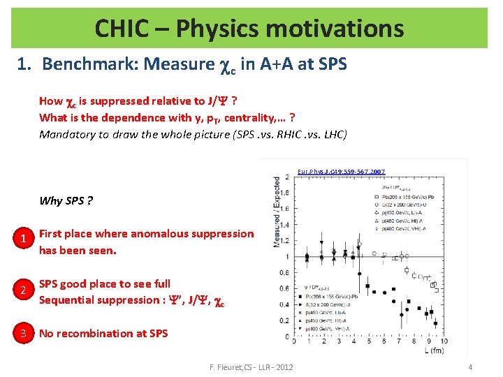 CHIC – Physics motivations 1. Benchmark: Measure cc in A+A at SPS How cc