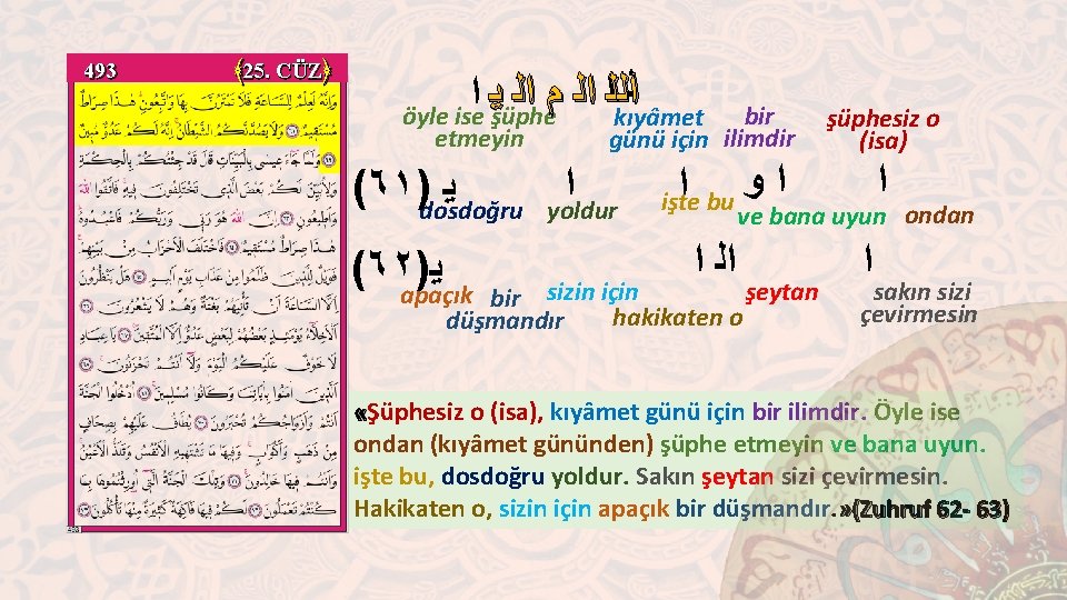 493 ﴾ 25. CÜZ﴿ ﺍ ﻟ ﻳ ﺍﻟ ﻡ ﺍﻟﻠ ﺍ öyle ise şüphe