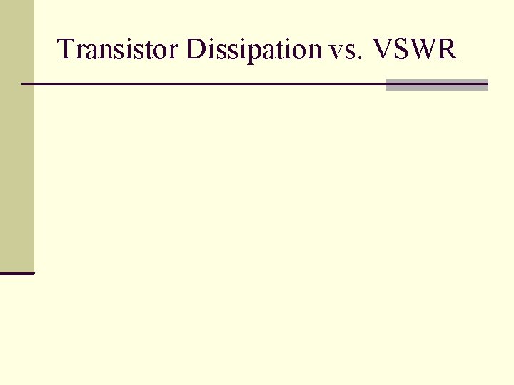 Transistor Dissipation vs. VSWR 