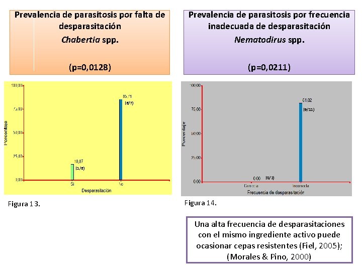 Prevalencia de parasitosis por falta de desparasitación Chabertia spp. Prevalencia de parasitosis por frecuencia
