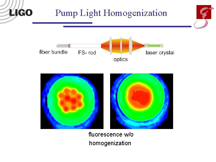 Pump Light Homogenization fluorescence w/o homogenization 