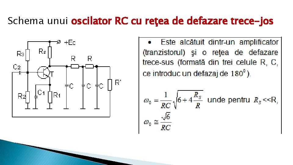 Schema unui oscilator RC cu reţea de defazare trece-jos 