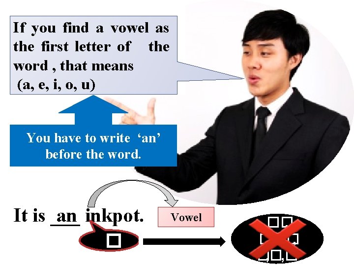If you find a vowel as the first letter of the word , that