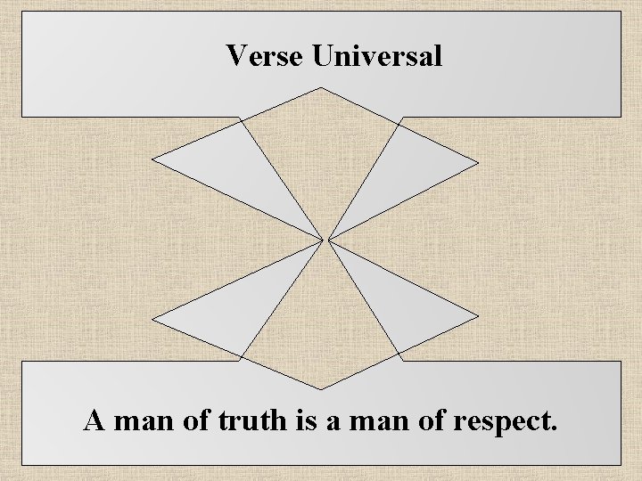 Verse Universal A man of truth is a man of respect. 