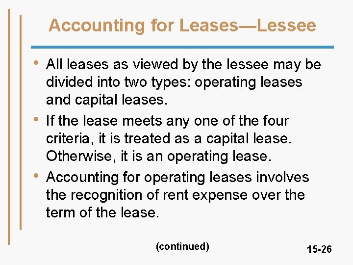 Accounting for Leases—Lessee • • • All leases as viewed by the lessee may