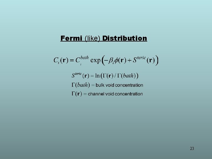 Fermi (like) Distribution 23 