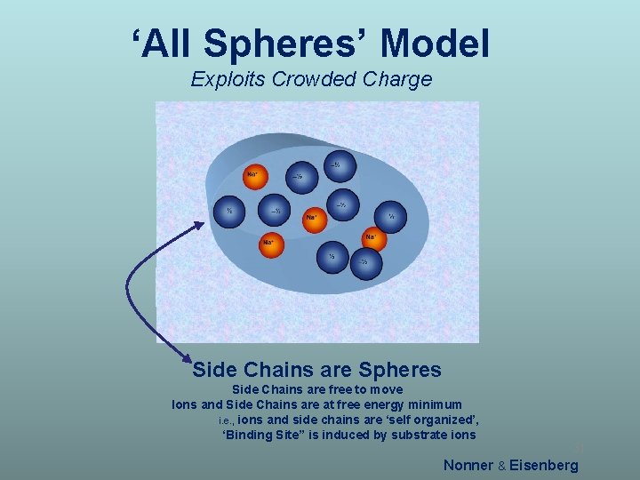 ‘All Spheres’ Model Exploits Crowded Charge Side Chains are Spheres Side Chains are free