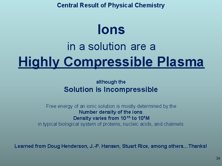 Central Result of Physical Chemistry Ions in a solution are a Highly Compressible Plasma