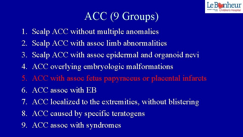 ACC (9 Groups) 1. 2. 3. 4. 5. 6. 7. 8. 9. Scalp ACC