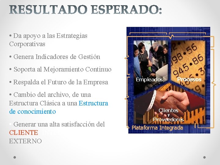  • Da apoyo a las Estrategias Corporativas • Genera Indicadores de Gestión •