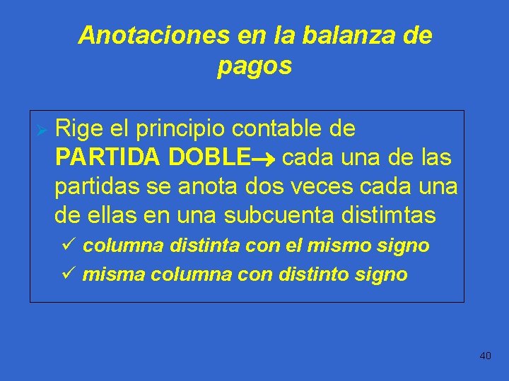 Práctica Anotaciones en la balanza de 1. 1 pagos Ø Rige el principio contable