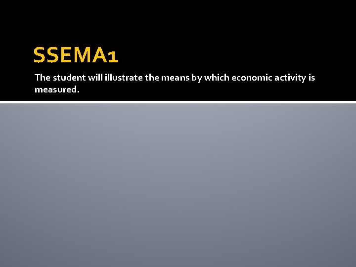 SSEMA 1 The student will illustrate the means by which economic activity is measured.