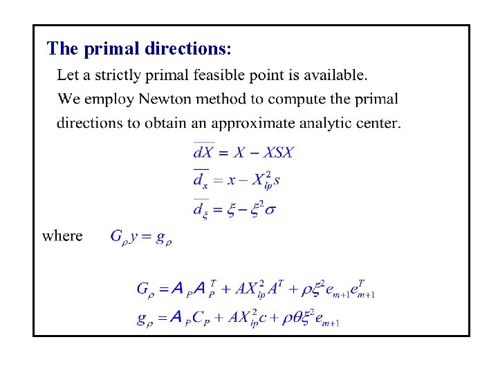 The primal directions: 