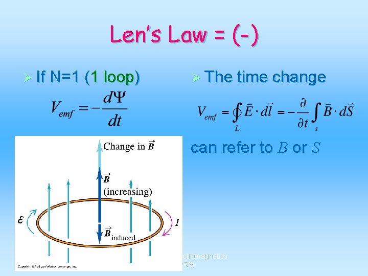 Len’s Law = (-) Ø If N=1 (1 loop) Ø The time change can