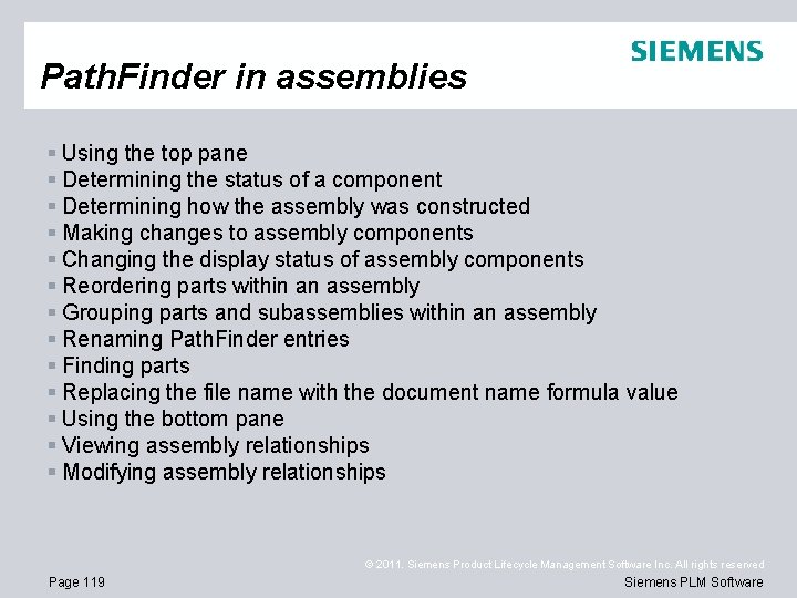 Path. Finder in assemblies § Using the top pane § Determining the status of