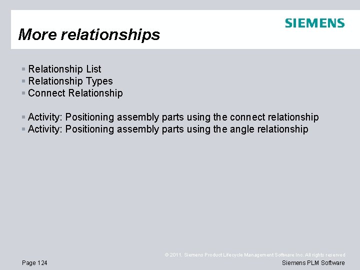 More relationships § Relationship List § Relationship Types § Connect Relationship § Activity: Positioning