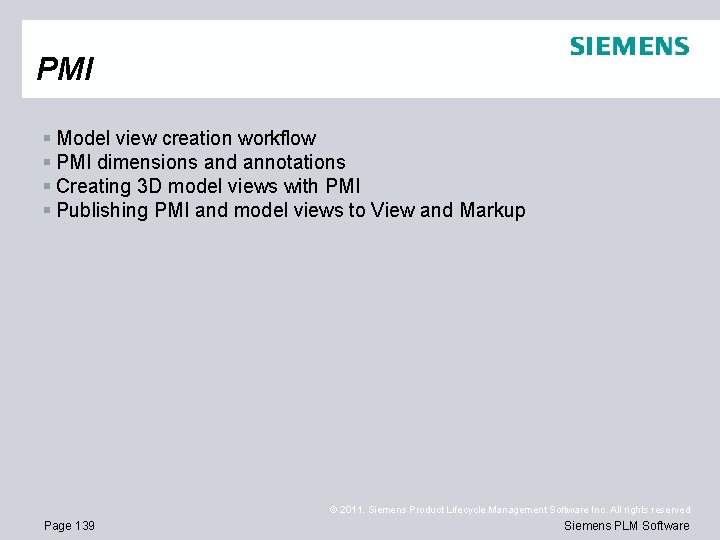 PMI § Model view creation workflow § PMI dimensions and annotations § Creating 3