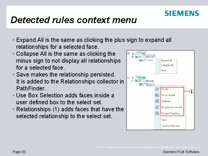 Detected rules context menu § Expand All is the same as clicking the plus