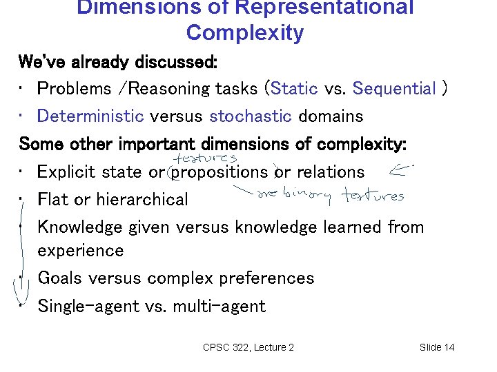 Dimensions of Representational Complexity We've already discussed: • Problems /Reasoning tasks (Static vs. Sequential