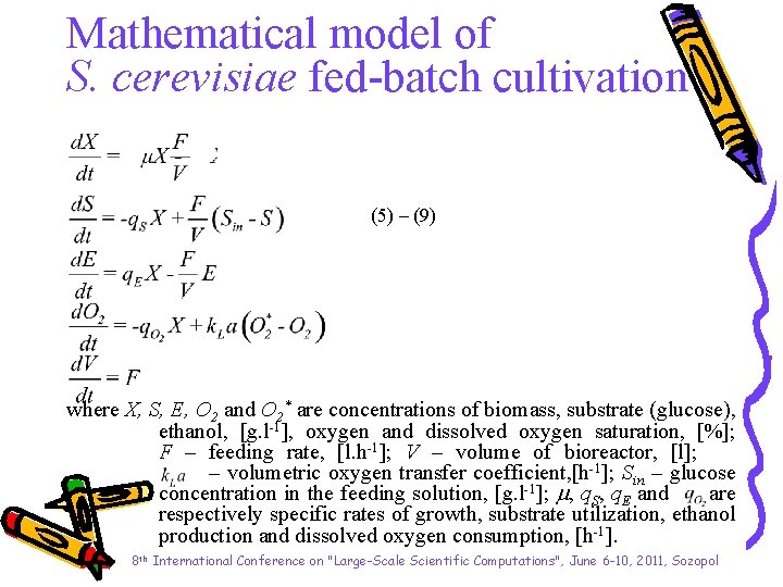 Mathematical model of S. cerevisiae fed-batch cultivation (5) – (9) where X, S, E,