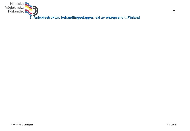 25 7. Anbudsstruktur, behandlingsetapper, val av entreprenör. . . Finland NVF 41 Kontraktstyper 3.