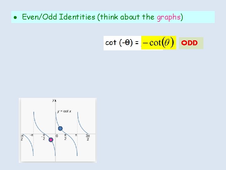  Even/Odd Identities (think about the graphs) ODD 