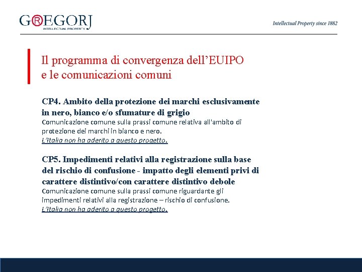 Il programma di convergenza dell’EUIPO e le comunicazioni comuni CP 4. Ambito della protezione