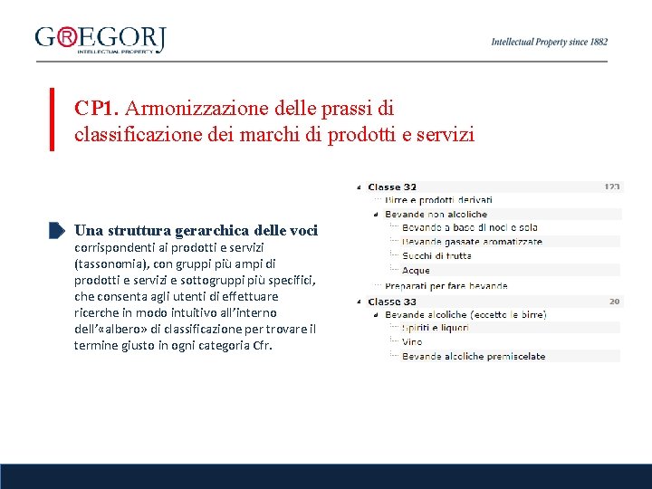 CP 1. Armonizzazione delle prassi di classificazione dei marchi di prodotti e servizi Una