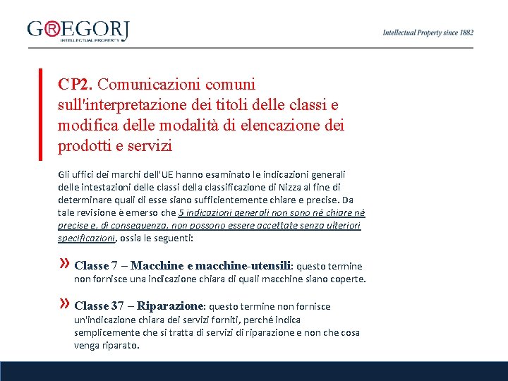 CP 2. Comunicazioni comuni sull'interpretazione dei titoli delle classi e modifica delle modalità di