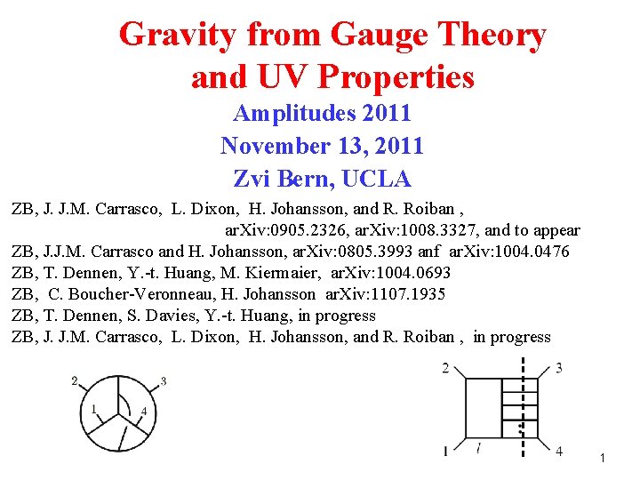 Gravity from Gauge Theory and UV Properties Amplitudes 2011 November 13, 2011 Zvi Bern,