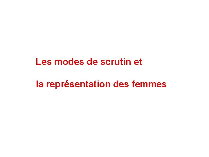 Les modes de scrutin et la représentation des femmes 