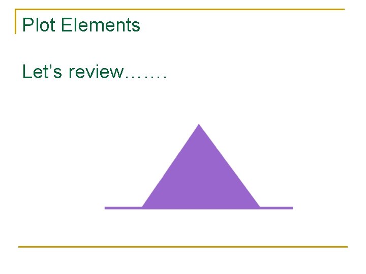 Plot Elements Let’s review……. 