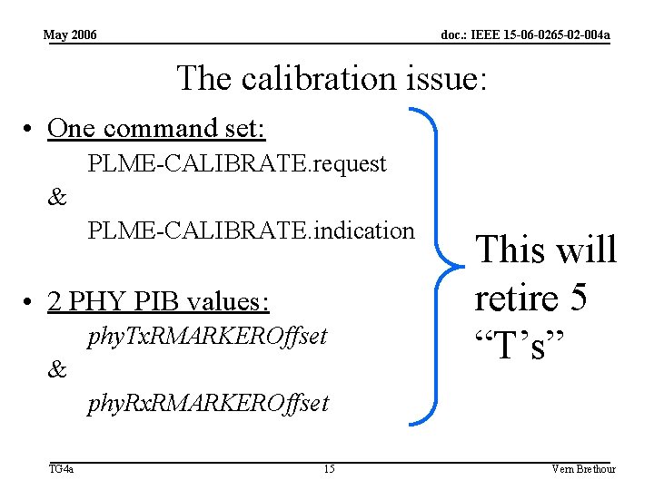 May 2006 doc. : IEEE 15 -06 -0265 -02 -004 a The calibration issue: